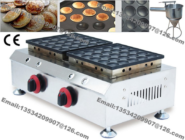 Free Shipping Commercial Use Non-stick LPG Gas Dual 50pcs Mini Dutch Pancake Poffertjes Maker Machine Baker Iron Mold Pan + Batter Dispenser