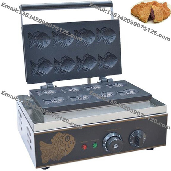 Commercial Use Nonstick 110v 220v Electric 8pcs Mini Fish Waffle Japanese Taiyaki Iron Baker Machine Maker Mold Plate