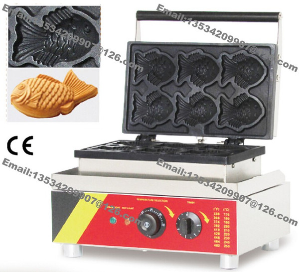 Free Shipping Commercial Non-stick 110v 220v Electric 6pcs Mini Korean Fish Waffle Maker Iron Taiyaki Baker Machine Mold Plate