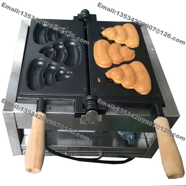 Free Shipping Commercial Nonstick 110v 220v Electric 3pcs Korean Dong Bang Poop Bread Waffle Pancake Maker Iron Machine Baker