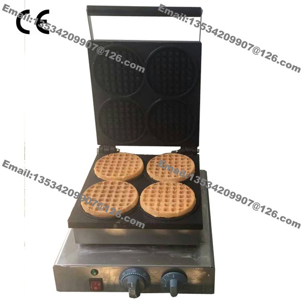 Free Shipping Commercial Use Non Stick 110v 220v Electric 4pcs 11.5cm Mini Round Belgian Waffle Maker Iron Baker Machine Mold