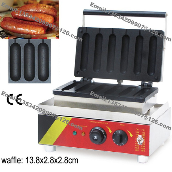 Free Shipping Commercial Use Non-stick 110v 220v Electric 6pcs French Hotdogs Waffle Machine Iron Maker Baker Mold Plate