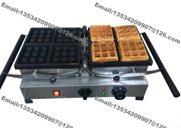 Free Shipping Commercial Use Non-stick 110v 220v Electric 180 Degree 4pcs 9cm Square Belgian Waffle Maker Iron Baker Machine