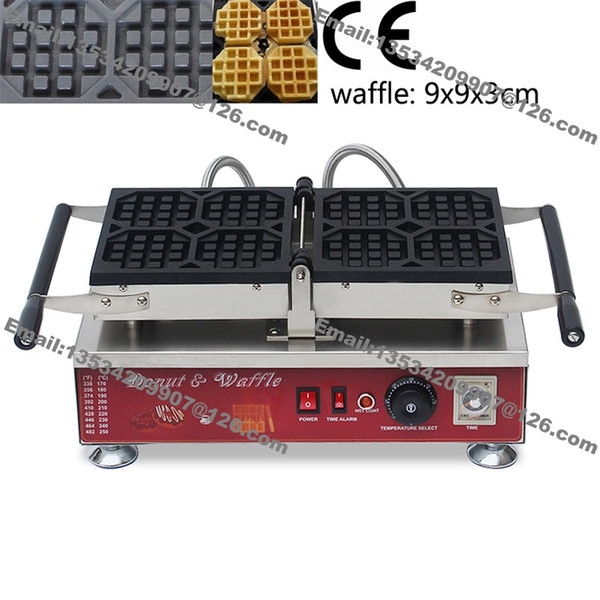 Free Shipping Commercial Use Non-stick 110v 220v Electric 4pcs 9cm Belgian Liege Waffle Maker Iron Baker Machine Mold Plate Pan