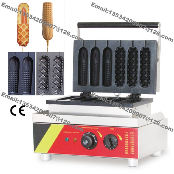 Free Shipping Commercial Use Non-stick 110v 220v Electric 6pcs French Hot Dog Waffle Dog Maker Iron Corn Dog Machine Baker Mold