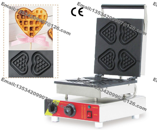 Free Shipping Commercial Nonstick 110v 220v Electric 4pcs Heart on A Stick Waffle Maker Iron Baker Machine Mold Plate