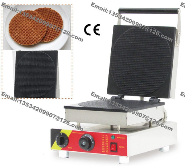 Free Shipping Commercial Nonstick 110v 220v Electric 25cm Round Stroopwafel Dutch Syrop Waffle Maker Iron Baker Machine Mold Plate