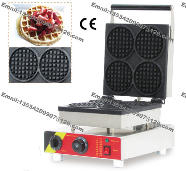 Free Shipping Commercial Nonstick 110v 220v Electric 4pcs 11.5cm Mini Roud Standard Waffle Maker Iron Baker Machine Mold Plate