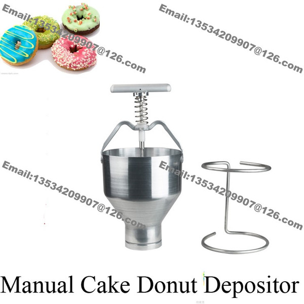 Free Shipping Stainless Steel Handheld Pancake Doughnut Donut Depositor Dropper Dispenser Cutter Maker with Stand Holder