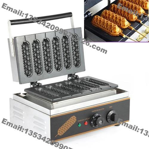 Free Shipping 2 in 1 Commercial Nonstick 110v 220v Electric French Hot Dog Lolly Waffle Baker Maker Machine & Stainless Steel Holder Stand