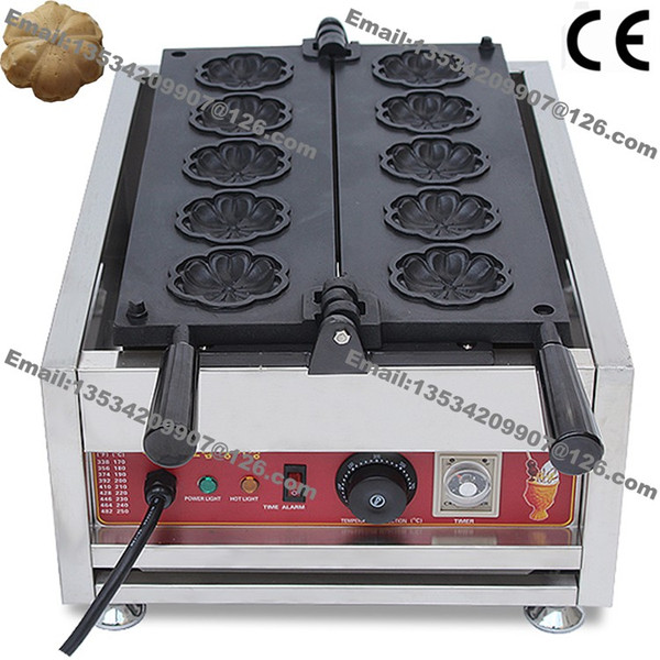 Free Shipping 5pcs Commercial Use Non-stick 110v 220v Electric Cherry Blossom Flower Waffle Maker Baker Machine Iron