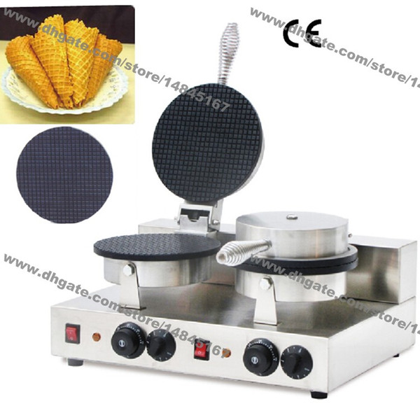 Free Shipping Commercial Use Nonstick 110v 220v Electric Dual Ice Cream Cone Waffle Maker Iron Baker Machine