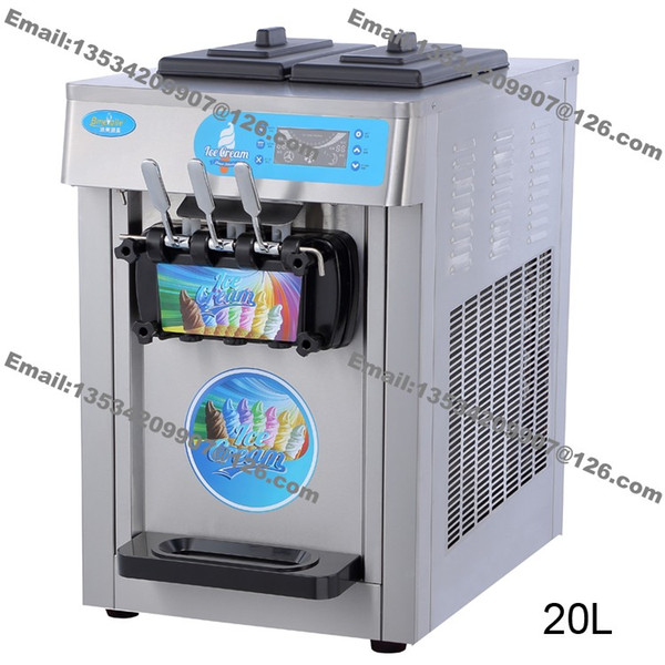 Free Shipping 20L Flozen Yogurt Countertop Stainless Steel Commercial 110v 60Hz 220v 50Hz Electric 3 Flavor Soft Ice Cream Maker Machine