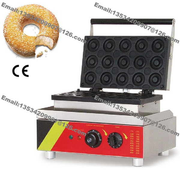 Free Shipping Commercial Use Non-stick 110v 220v Electric 15pcs 5cm Mini Ring Doughnuts Donut Maker Baker Machine Iron Mold