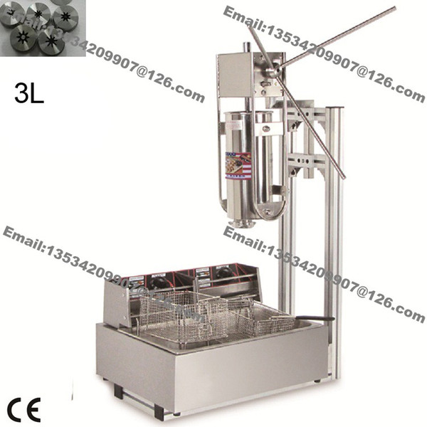 Free Shipping Commercial Use Manual 3L Spanish Donuts Churros Machine Maker + 12L 110v 220v Electric Deep Fryer + Churro Filler