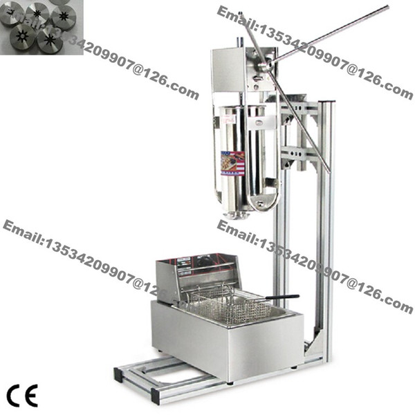 Free Shipping 3 in 1 Stainless Steel Manual 3L Vertical Spanish Doughnut Churrera Churros Machine Maker with 6L Electric Fryer