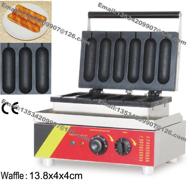 Free Shipping Commercial Use Non-stick 110v 220v Electric 6pcs French Hot Dog Lolly Waffle Baker Iron Maker Machine