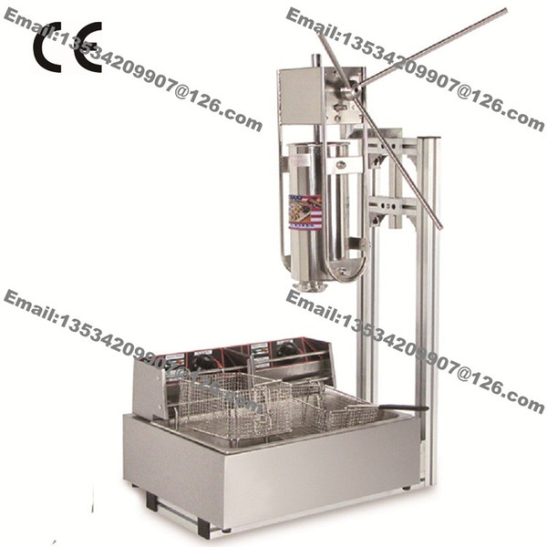 Free Shipping Commercial Use Manual 5L Spanish Doughnut Churro Maker Machine + 12L 110v 220v Electric Deep Fryer + Churros Filling Machine