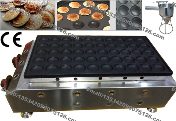 Free Shipping Commercial Use Non-stick LPG Gas 50pcs Mini Dutch Pancake Poffertjes Grill Maker Iron Machine Baker + Batter Dispenser