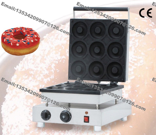 Free Shipping 9pcs 110v 220v Electric Commercial Use Non-stick 9cm Donut Doughnut Machine Maker Iron Baker