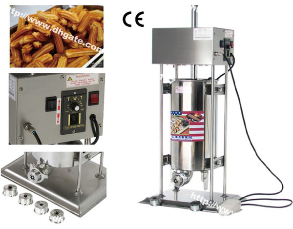 15L Commercial Use110v 220v Electric Automatic Spanish Churro Maker Machine Baker Filler Extruder with 5 Nozzles