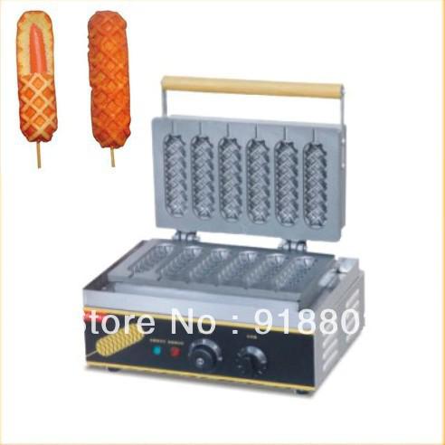 6pcs Commercial Use Non Stick 110v 220v Electric Lolly Waffle on a Stick Maker Machine Baker