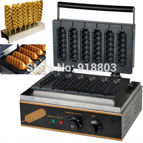 2 in 1 Commercial Use Nonstick 110v 220v Electric Lolly Waffle Dog on A Stick Maker Machine Baker & Stainless Steel Holder Stand