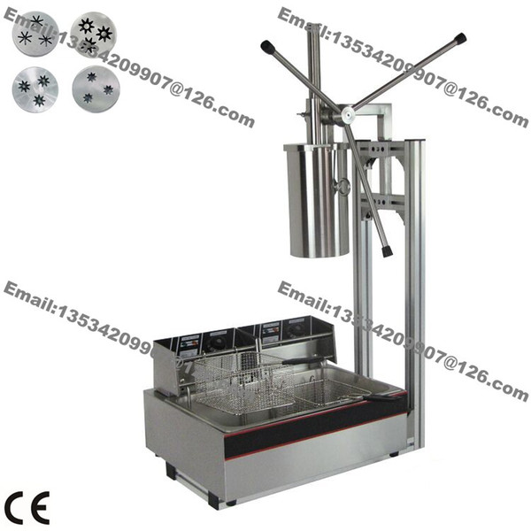 3-hole Nozzle Commercial 5L Manual Spanish Donut Churrera Churro Filling Maker Machine with 12L 110v 220v Electric Deep Fryer