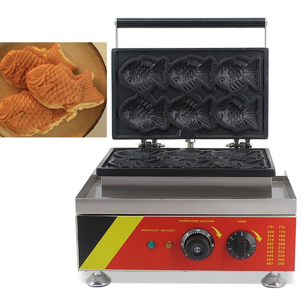 Stainless steel non-stick commercial taiyaki makers electric fish shaped waffle machine making iron baker pan with CE approved