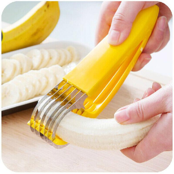 Stainless Steel Banana Slicer Fruit Cutter Cucumber Chopper Vegetable Ham Sausage Slicer Salad Sundaes Tools Kitchen Accessories