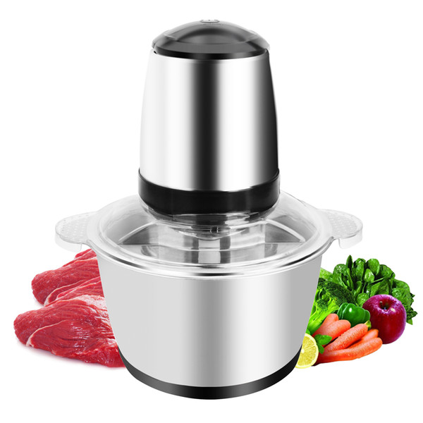 300W Portable Electric Meat Grinders Home Use Stainless Steel One-key Meat Grinder 2L Stainless Steel Cup Kitchen Food Chopper Vegetable Fr