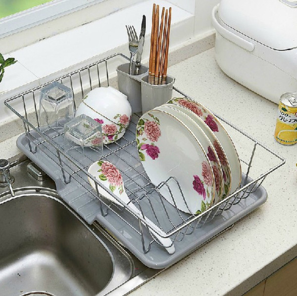 Single-wire stainless steel kitchen dish rack shelving metal cutlery dishes dry place storage rack Drain