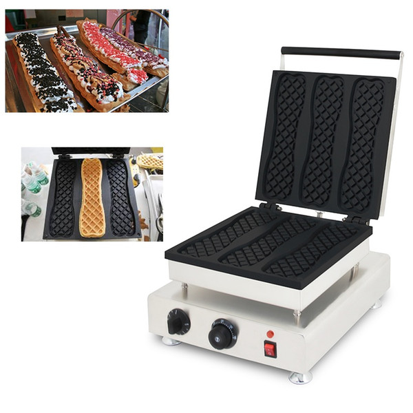 110v 220v Non-stick Korea Super Long Waffle Maker Electric 3 Moulds Waffle Pizza Machine Iron Baker Making Pan Grill