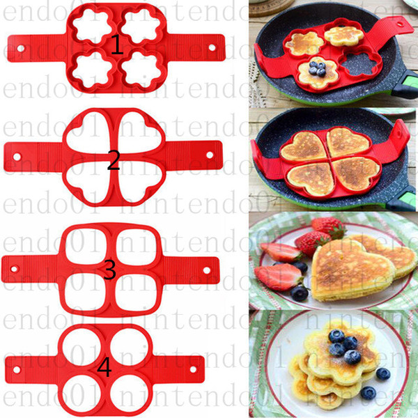 Fantastic Four holes Silicone Cake Mold Creative Fried Egg Mold Breakfast Make rHeart Flower Shape Bake Tools Safety Bakeware Tool