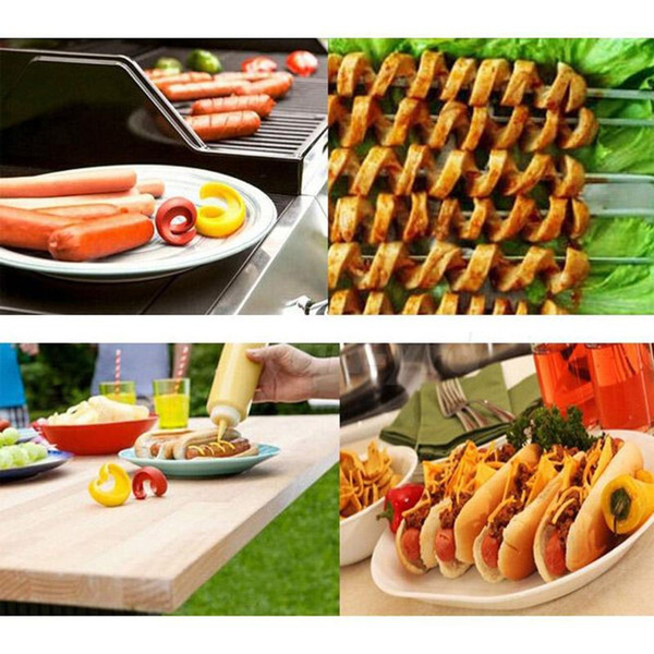 2PC Spiral Hot Dog Cutter Slicer Fancy Sausage Cutter Slice Your Wiener Kitchen BBQ tool