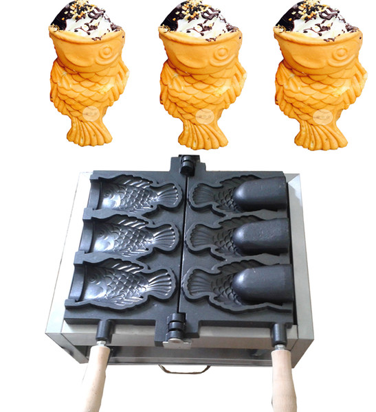 Free shipping 3 pcs Fish Waffle Maker Ice Cream Taiyaki Machine Fish cone Maker