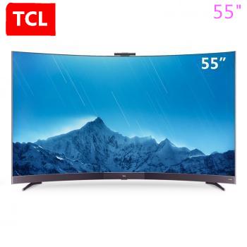 TCL 55-inch artificial intelligence curved surface ultra hd 4K+HDR all-ecology TV ultra-thin network LED TV free shipping.