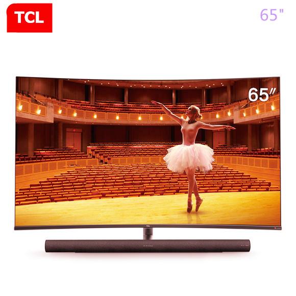 TCL 65-inch curved TV artificial intelligence 4K ultra hd LED LCD TV 136% high color gamesharman kardon audio TV free shipping6