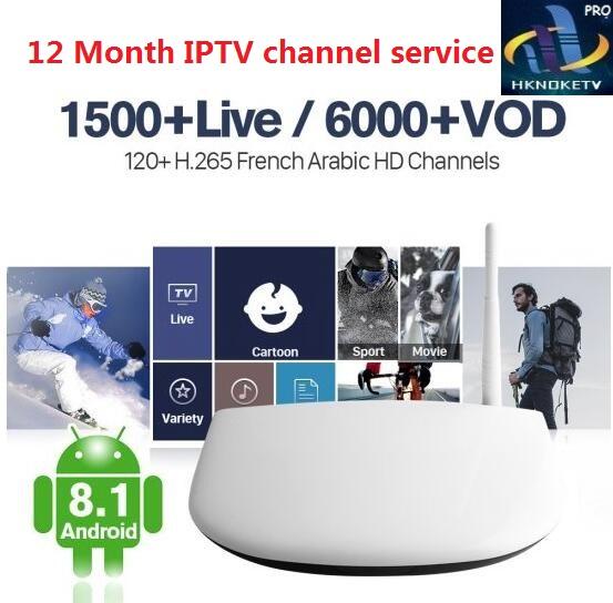 IP TV French 1 Year HKNOKETV PRO Subscription Android 8.1 Smart TV Top Box RK3229 Quad Core IPTV Europe French Arabic IPTV Top Box