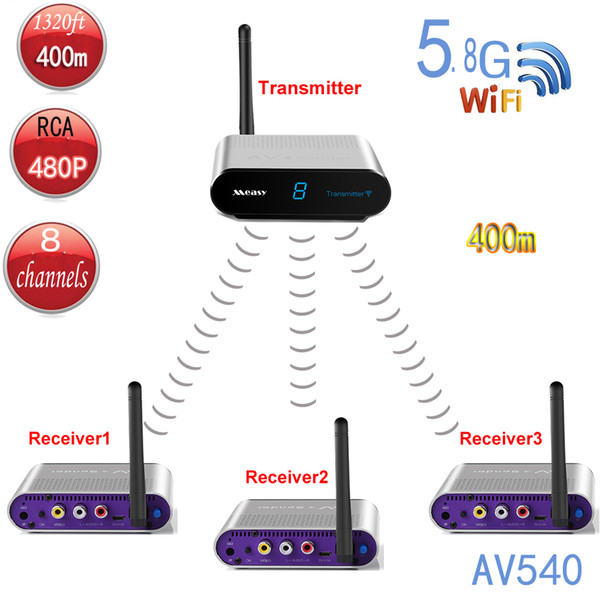 MEASY AV540-3 (1X3) Wireless TV Transmitter + 3 Receiver, up to 400 m / 1320 ft Infrared Remote Control,