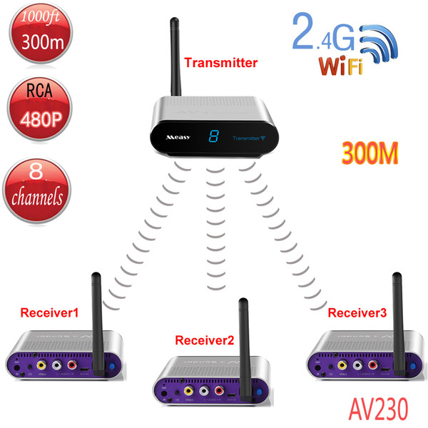 Measy AV230-3 2.4GH 300M and 1000 ft Wireless AV Support VCD, DVD, IPTV, DVR, Satellite Receiver, CCTV Camera Digital Set-top Box, etc, 1 Tr