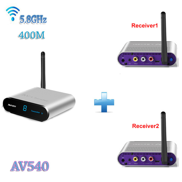 MEASY AV540-2 (1X2) 5.8 GHz Wireless TV Transmitter + 2 Receiver, up to 400 Meters / 1320 Feet