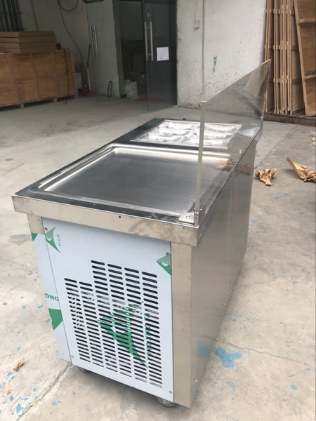 Free shipment to door CE Single square pan+ 6 cooling tanks fried ice cream roll machine fry ice cream machine with refrigerant