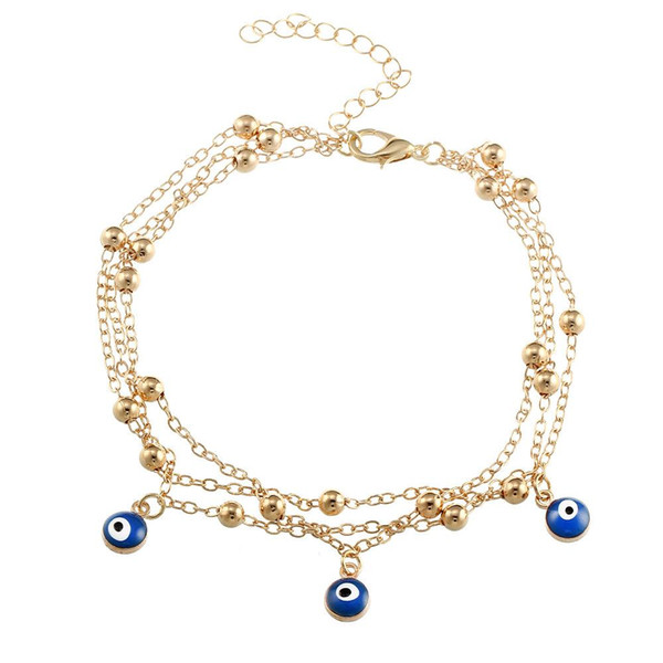 Bohemian retro style anklets summer Turkish blue eyes pendant foot chain embellished with beads beach anklets bracelets jewelry