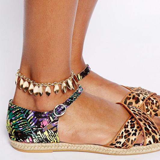 European and American Jewelry Trade star with a Anklet leaves leaf fringed Anklets