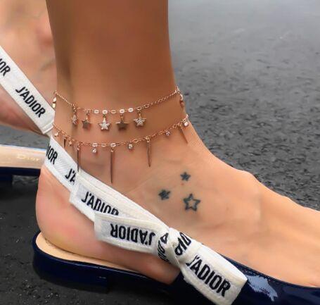 Crystal Star Anklet Gold Spike Foot Chain Beach Ankle chains Bracelet Women Fashion Jewelry Velentine Gift Will and Sandy Drop SHip