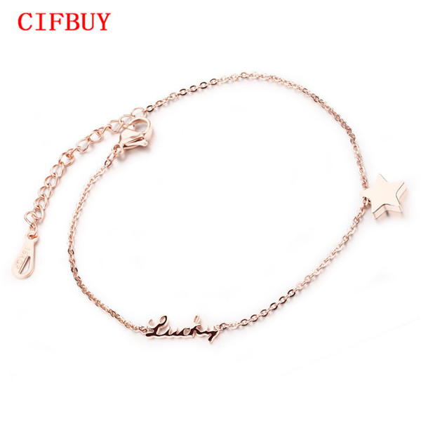 CIFBUY Romantic Star + Lucky Woman Anklets Fashion Rose Gold Color Stainless Steel Delicate Women Jewelry Ankle Bracelets GZ015