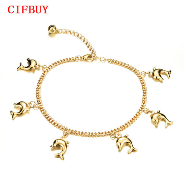 Cute Fished Pendant Woman Anklets New Fashion Gold Color Women Vintage Ankle Jewelry Bracelet KZ735