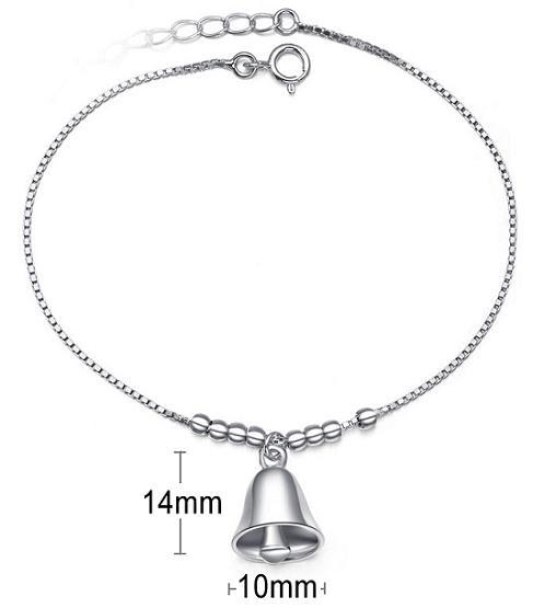 Pure 925 Sterling Silver Jewelry Anklet Foot Chains Woman Ladies White Gold Christmas Bell 3D Fashion Casual New Valentine's Day Gifts 1pc