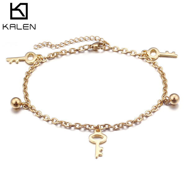 Key Lock Anklet Chain Necklace Women Jewelry Polished Silver Gold Stainless Steel 304 Wholesale DHL Freeship KALEN